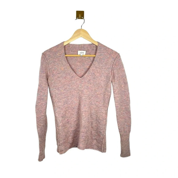 Aritzia Wilfred Italian Yarn V-Neck Sweater in Pink Multi Size S - Picture 1 of 8